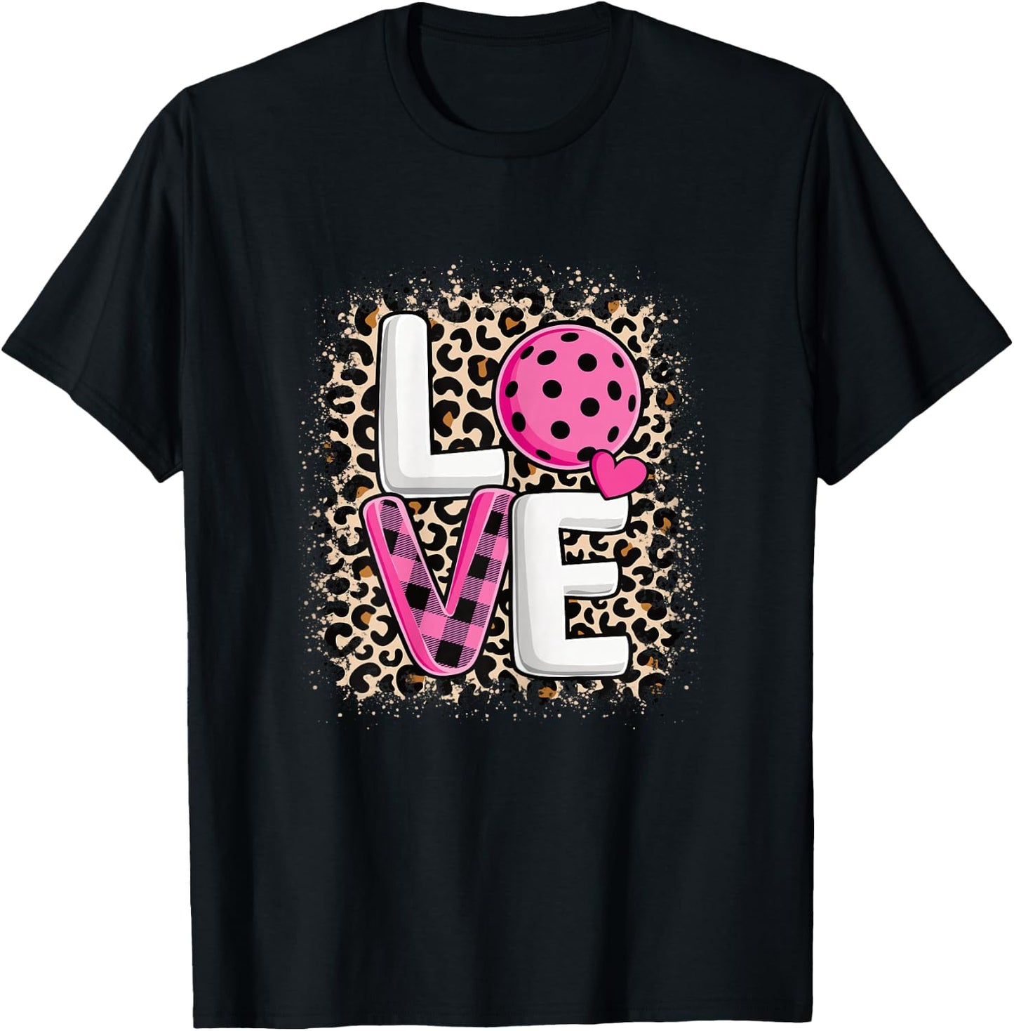 Pink Love Pickleball Cute Pickleball Lover Women Girls T-Shirt - T-Shirt | Black