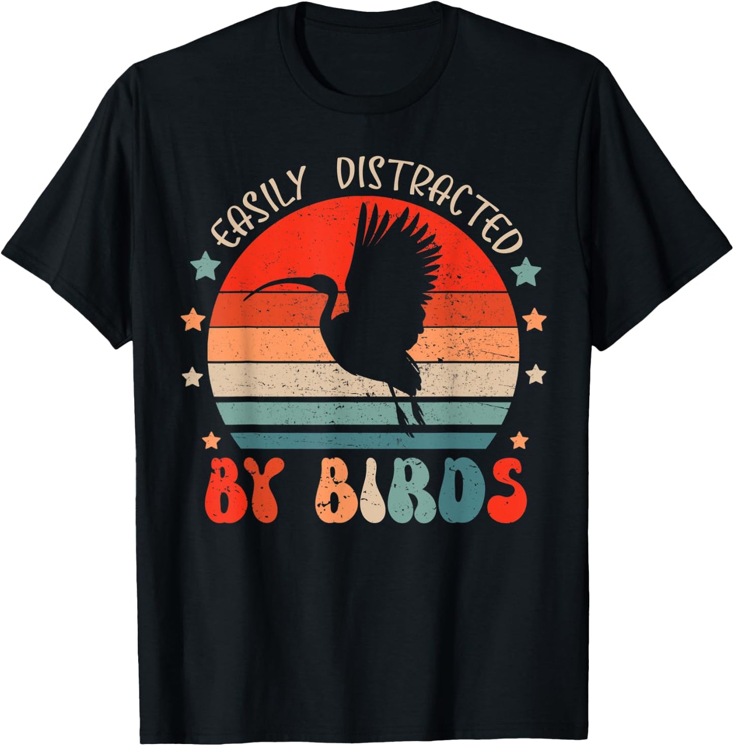 Ibis Lover Shirt Easily Distracted By Birds For Youth & Kids T-Shirt - T-Shirt | Black