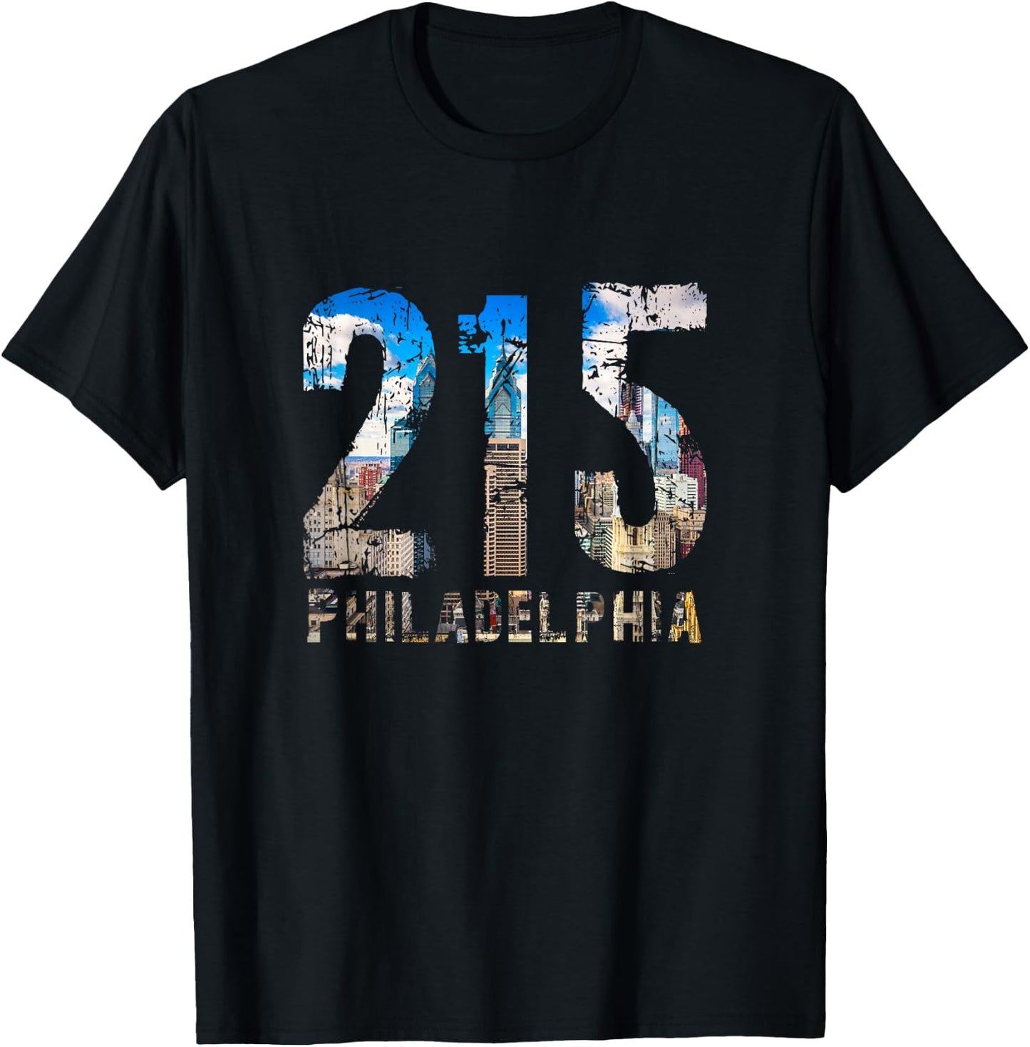 Philadelphia 215 Philly 215 Skyline Area Code T-Shirt - T-Shirt | Black