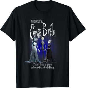 Corpse Bride Emily Victor Victoria Portrait Movie T-Shirt - T-Shirt | Black