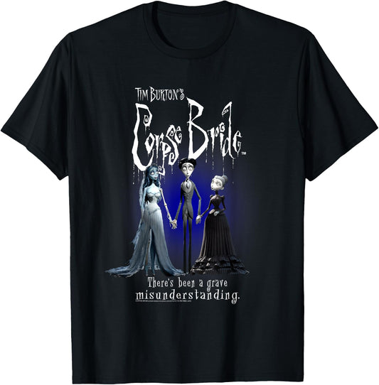 Corpse Bride Emily Victor Victoria Portrait Movie T-Shirt - T-Shirt | Black