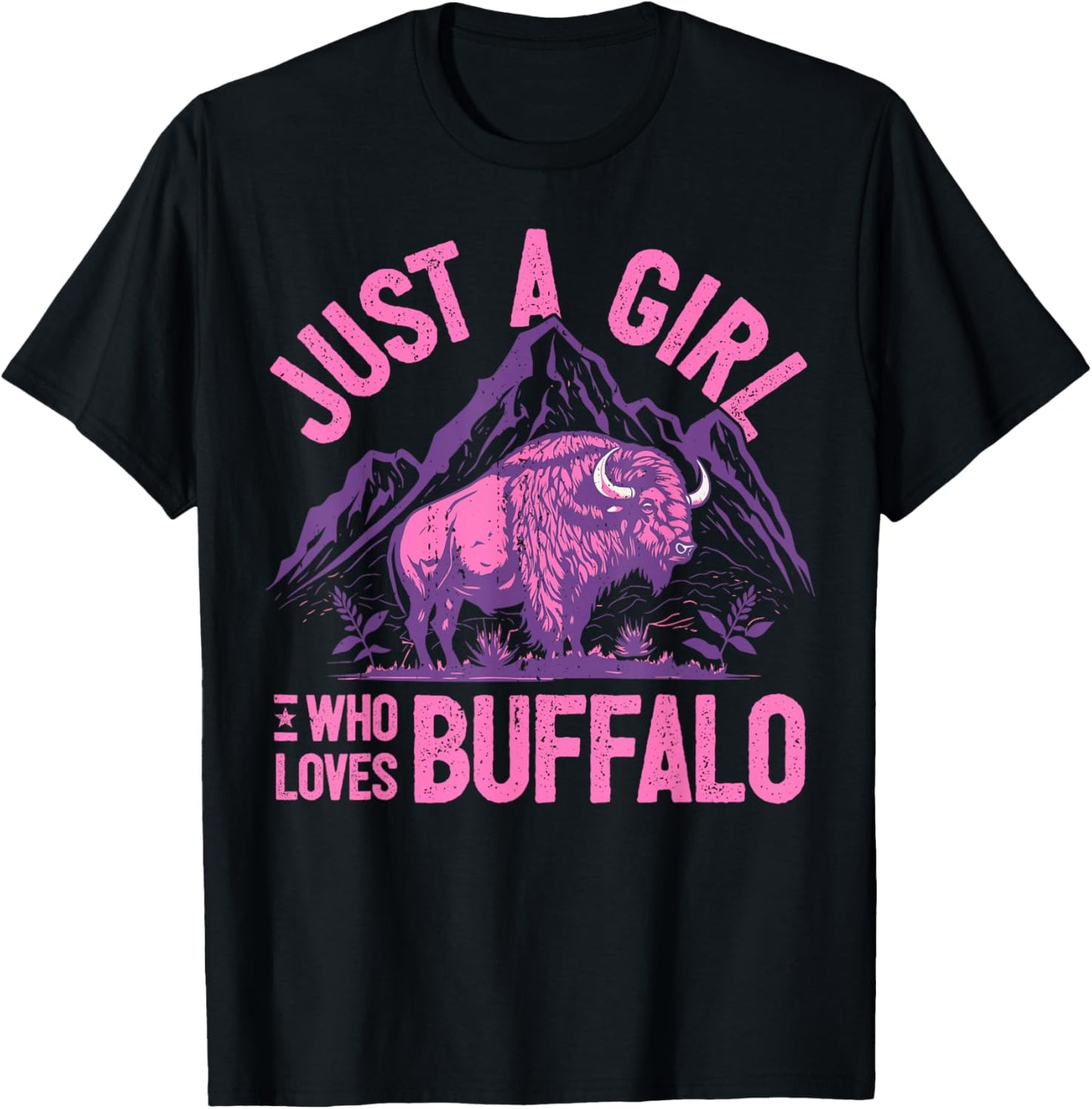 Girl Who Loves Buffalo I Daughter Buffalo I Women Buffalo T-Shirt - T-Shirt | Black