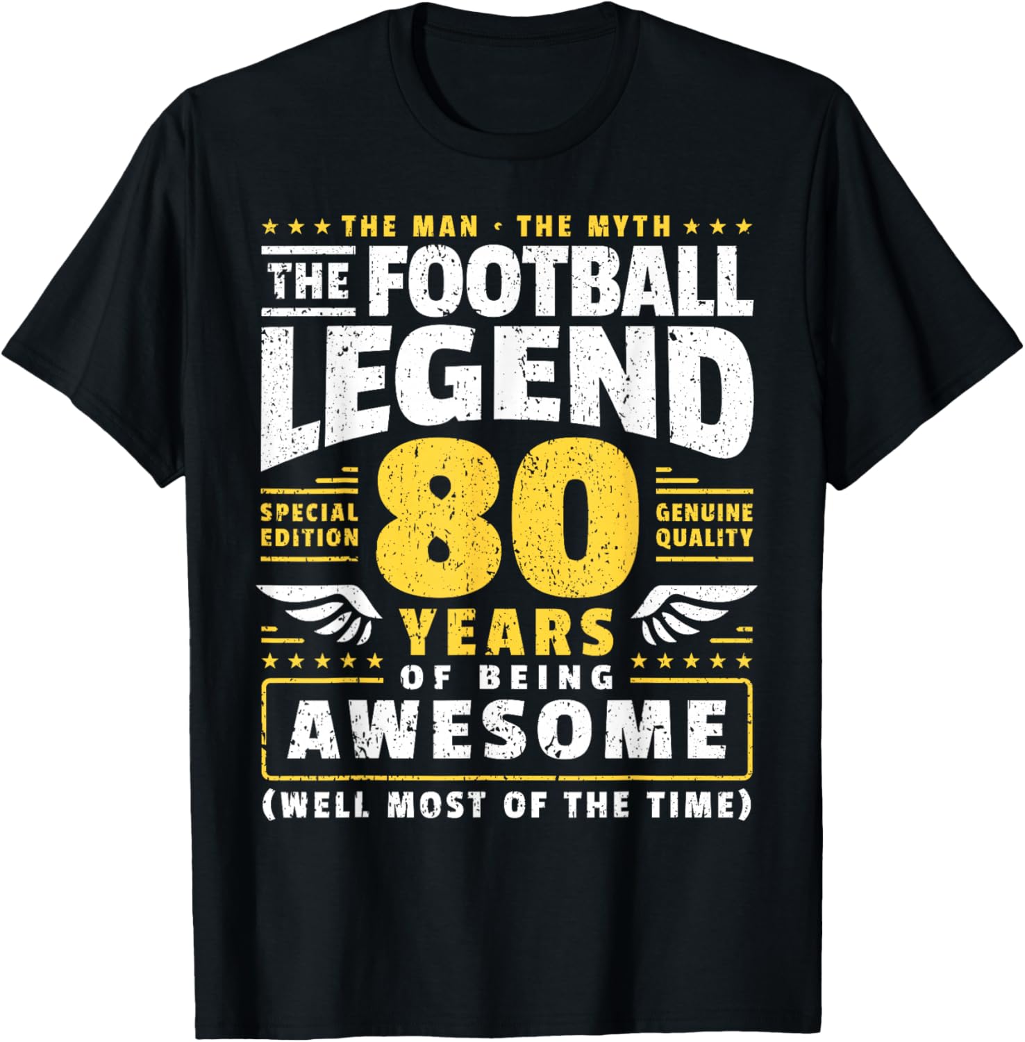 80th Birthday Football Player 80 Years Old T-Shirt - T-Shirt | Black