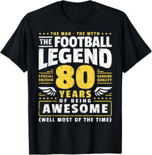 80th Birthday Football Player 80 Years Old T-Shirt - T-Shirt | Black