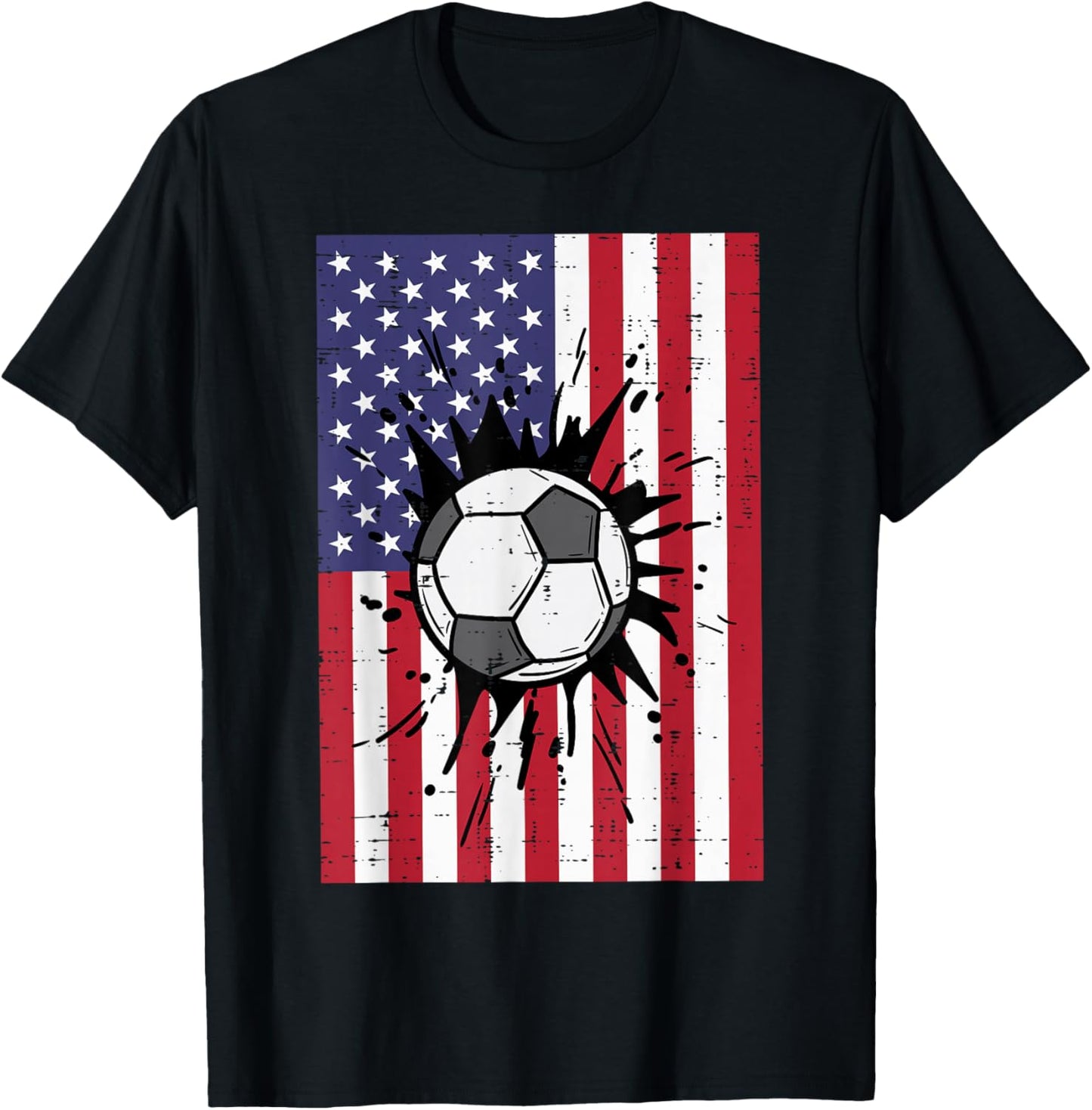 4th Of July Soccer US Flag Football Patriotic Boys Kids Men T-Shirt - T-Shirt | Black