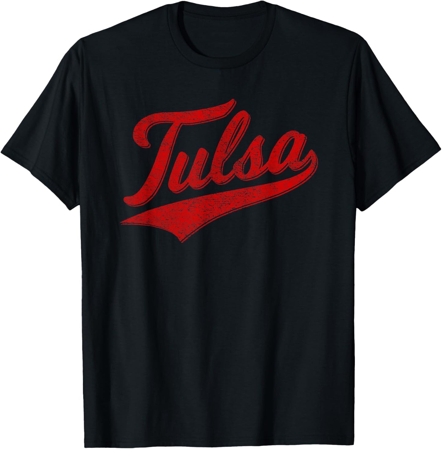 Tulsa Oklahoma Varsity Script Classic Sports Jersey Style T-Shirt - T-Shirt | Black