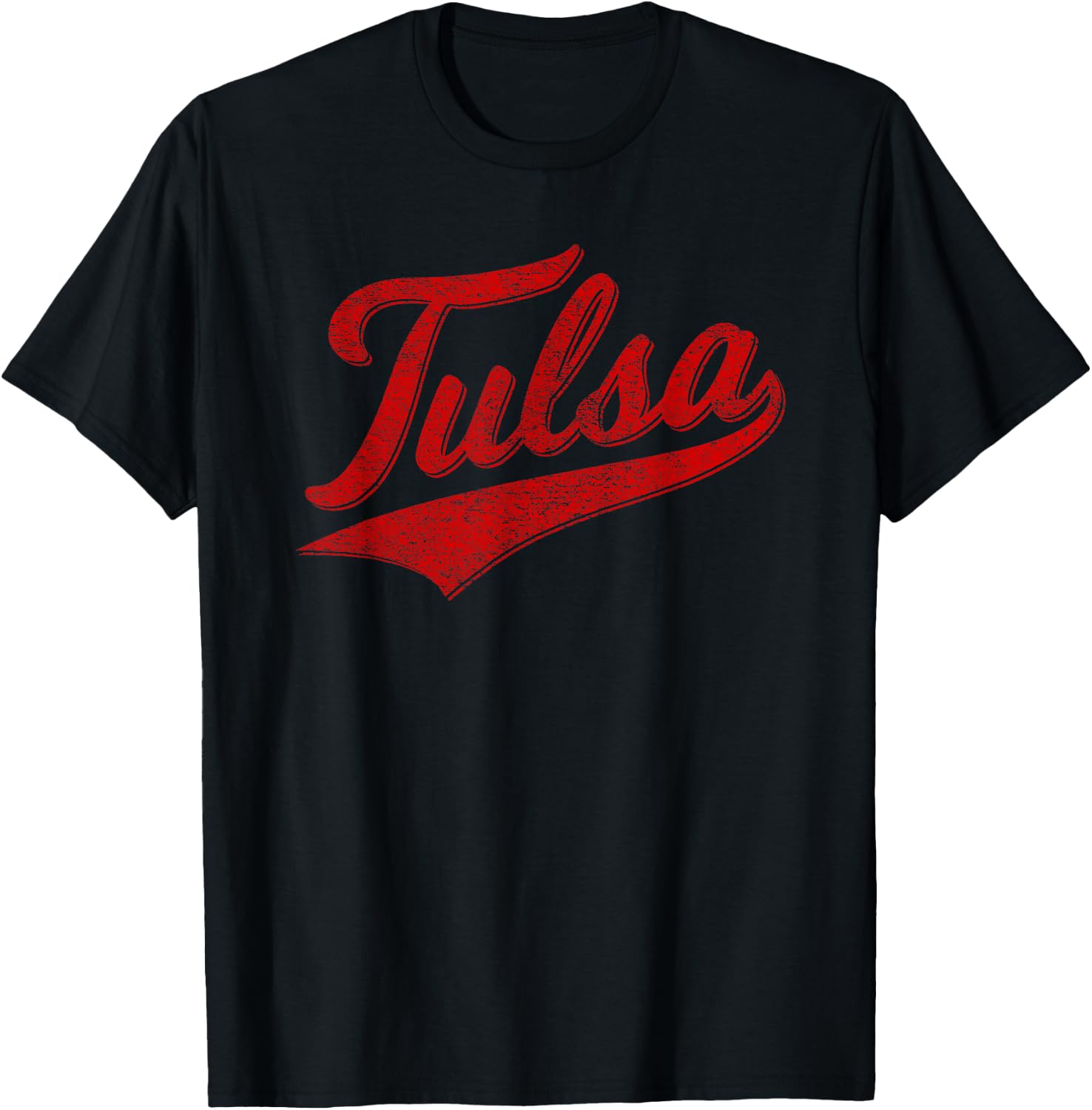 Tulsa Oklahoma Varsity Script Classic Sports Jersey Style T-Shirt - T-Shirt | Black