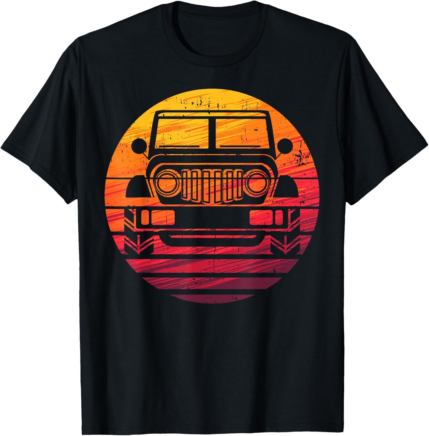 Off Road 4X4 Vintage Retro 70s Sunset Off Road T-Shirt - T-Shirt | Black