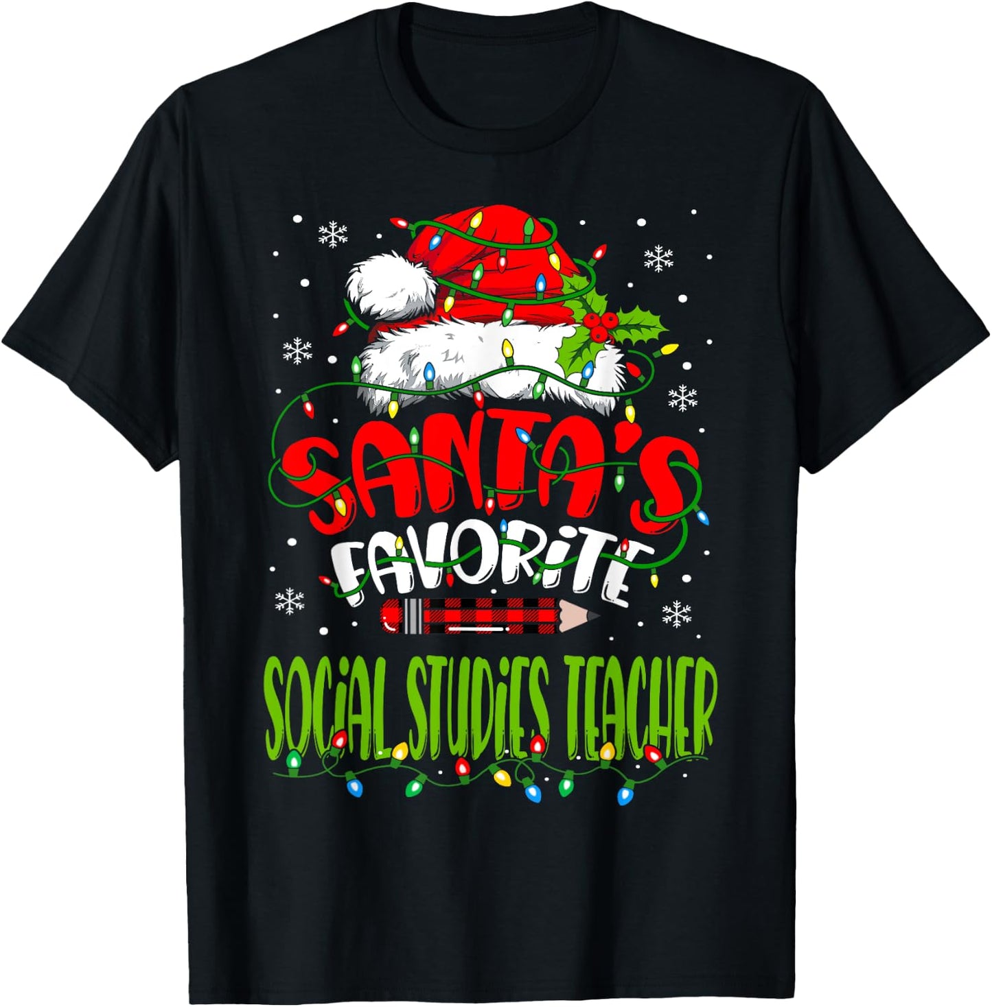 Santa Favorite Social Studies Teacher Funny Christmas Women T-Shirt - T-Shirt | Black