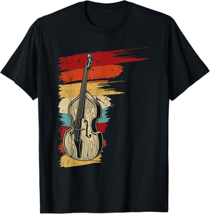 Stand Up Bass Gifts & String Bass Player Stuff Upright Bass Graphic, Retro Double Bass Fiddle T-Shirt - T-Shirt | Black