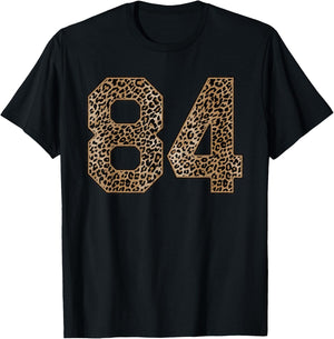 Leopard Number 84 Athlete Sports Jersey Supporter Fanwear T-Shirt - T-Shirt | Black