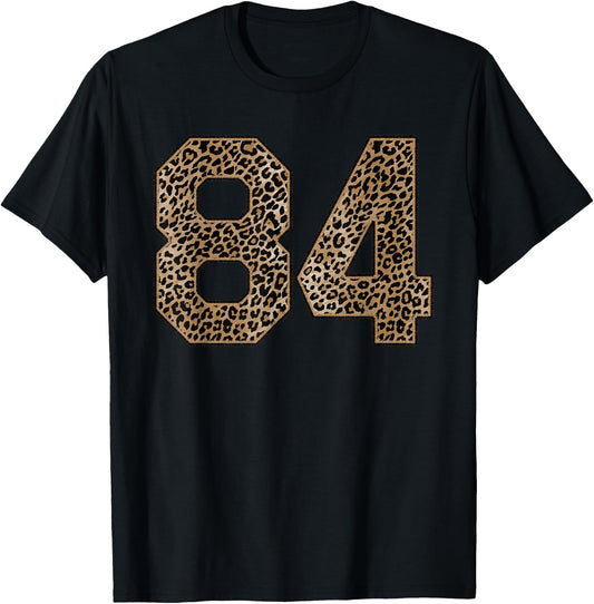 Leopard Number 84 Athlete Sports Jersey Supporter Fanwear T-Shirt - T-Shirt | Black