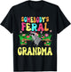 Somebody's Feral Grandma Cute Raccoon Bow Tie Flowers Animal T-Shirt - T-Shirt | Black