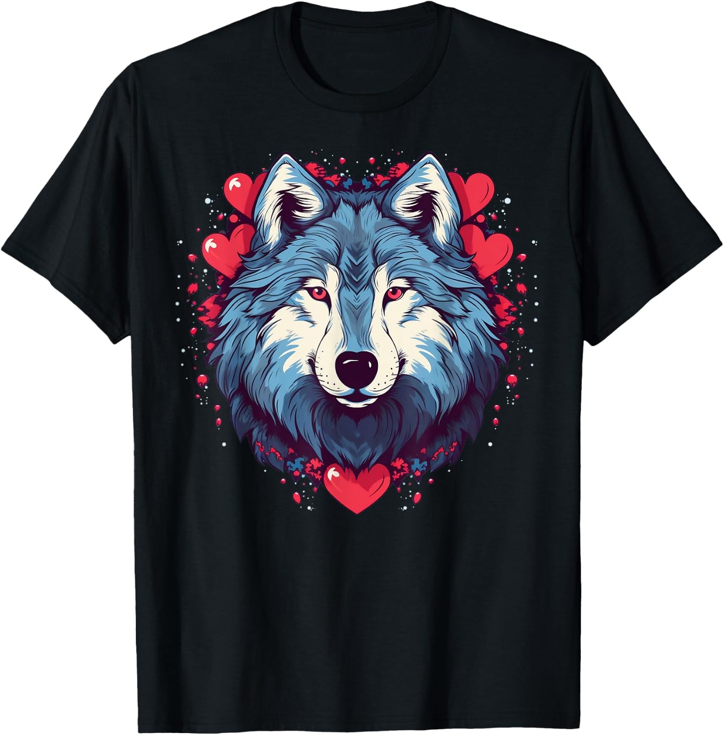 Wolf Love Heart for Valentines Day on Wolf Lover T-Shirt - T-Shirt | Black