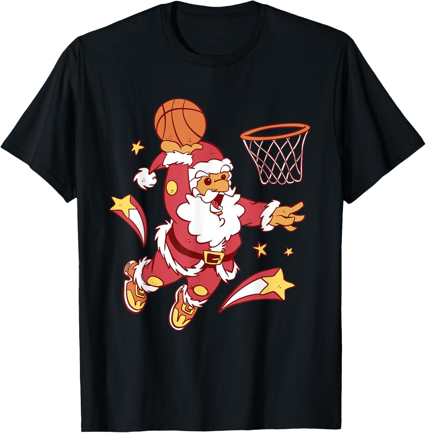 Funny Christmas Basketball Santa Dunk Xmas Men Women Kids T-Shirt - T-Shirt | Black