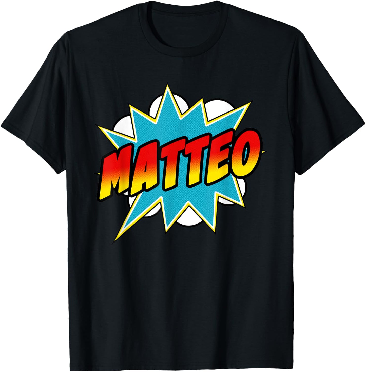 Matteo Name Superhero Retro Comic T-Shirt - T-Shirt | Black