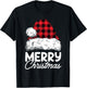 Merry Christmas Buffalo Plaid Red Santa Hat Xmas Pajamas T-Shirt - T-Shirt | Black
