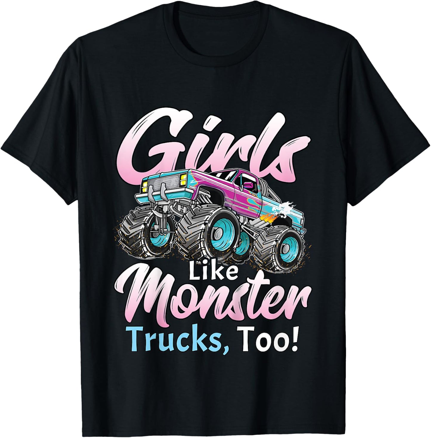 Monster Truck Unicorn Birthday Party Monster Truck Girl T-Shirt - T-Shirt | Black
