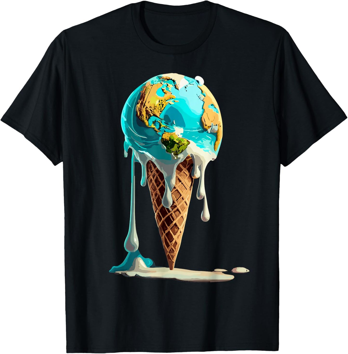 Climate Change Global Warming Melting Earth Day Ice Cream Women Kids T-Shirt - T-Shirt | Black