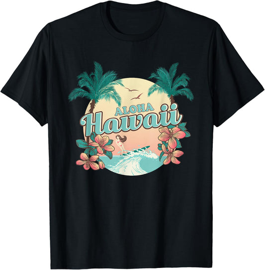 Hawaii - ALOHA - HI - Throwback Design - Classic T-Shirt - T-Shirt | Black