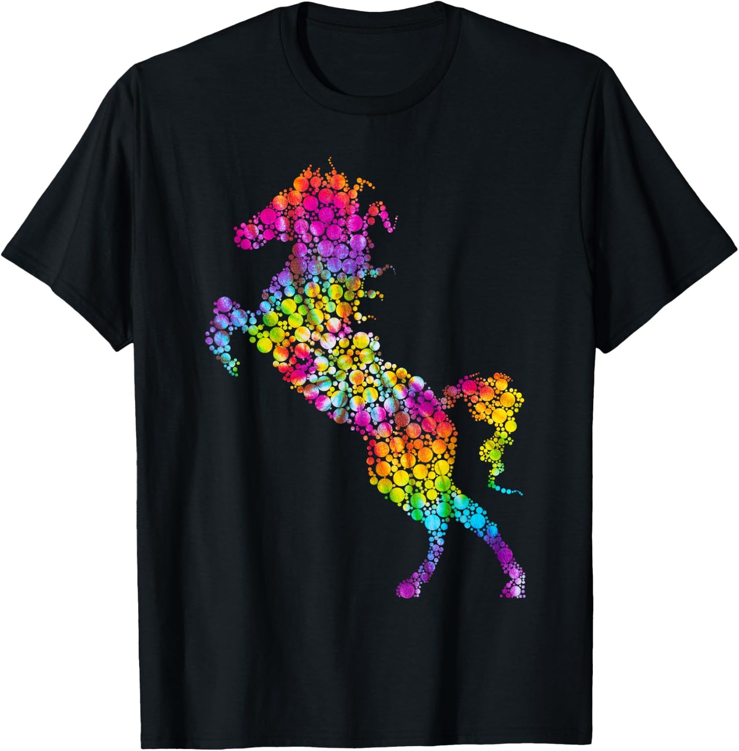 Colorful Polka Dot Horse Dot Day Girls Horses Riding T-Shirt - T-Shirt | Black