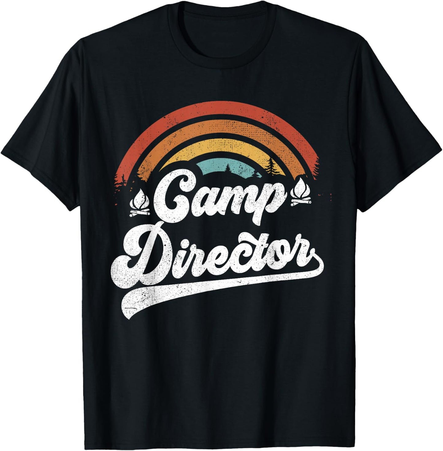 Summer Camp Director Staff Groovy Rainbow Camp Counselor T-Shirt - T-Shirt | Black