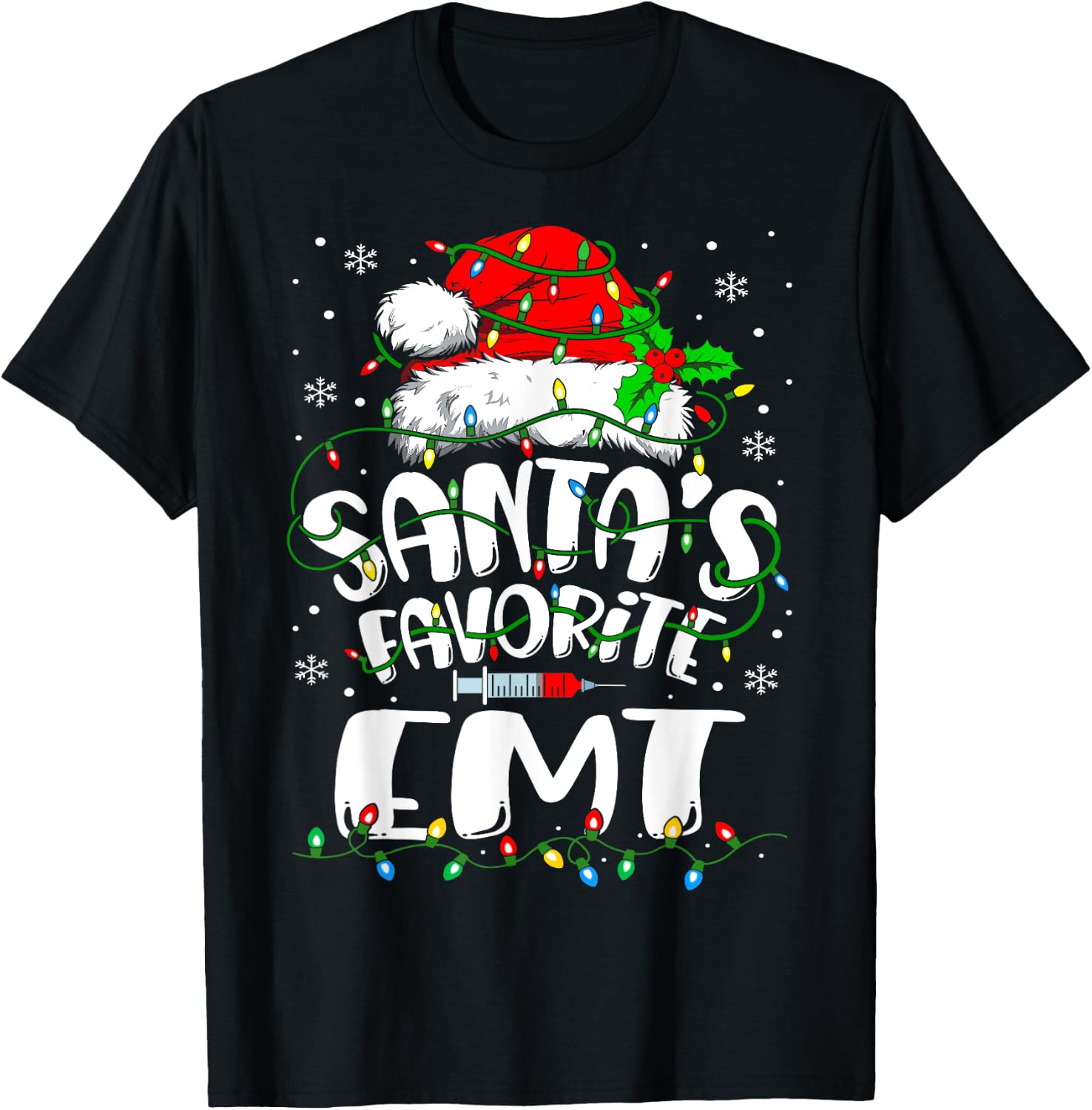Santa Favorite EMT Christmas Emergency Medical Technician T-Shirt - T-Shirt | Black