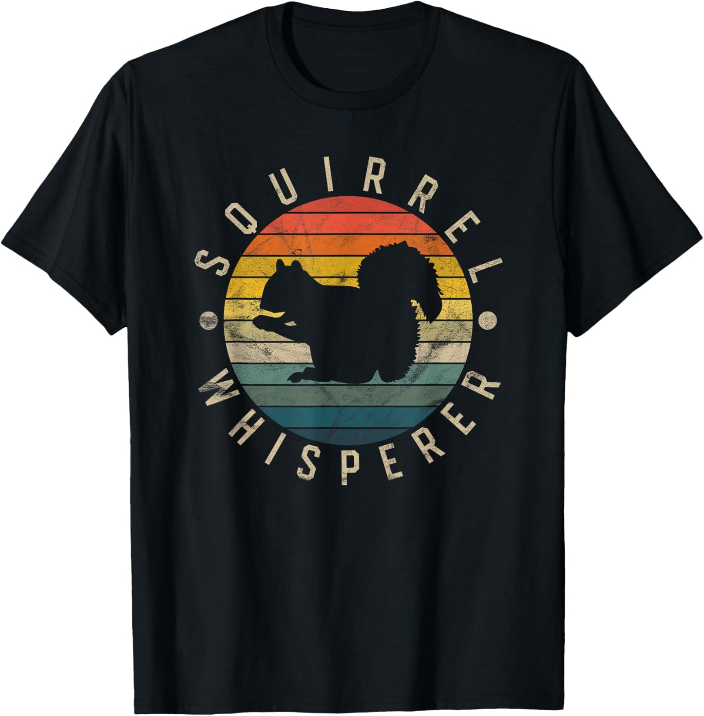 Squirrel Whisperer Vintage Sunset Cute Women's Squirrel T-Shirt - T-Shirt | Black