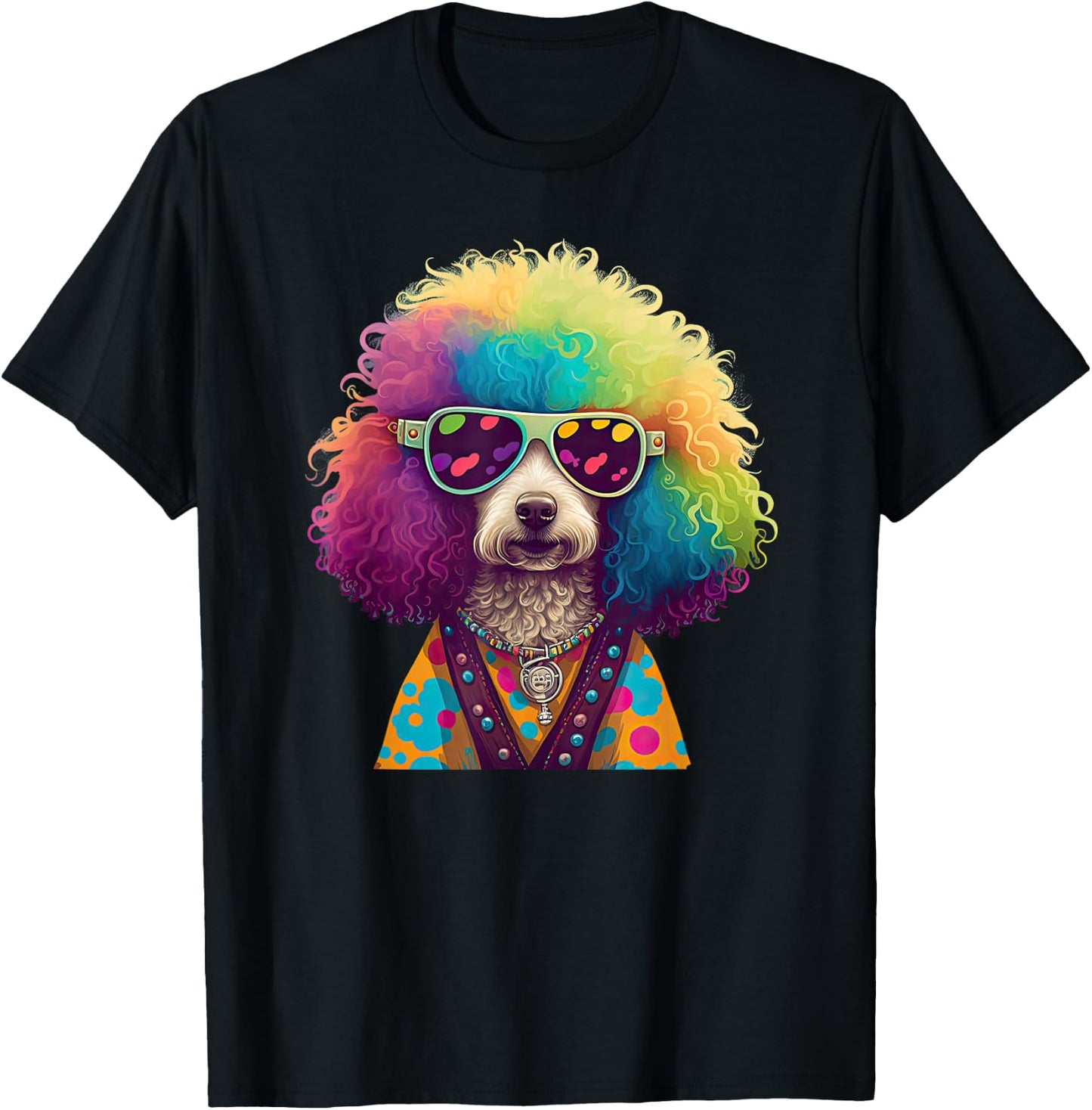 Funny Poodle Dog Miniature Poodle Toy Poodle Hippie Women Kids T-Shirt - T-Shirt | Black