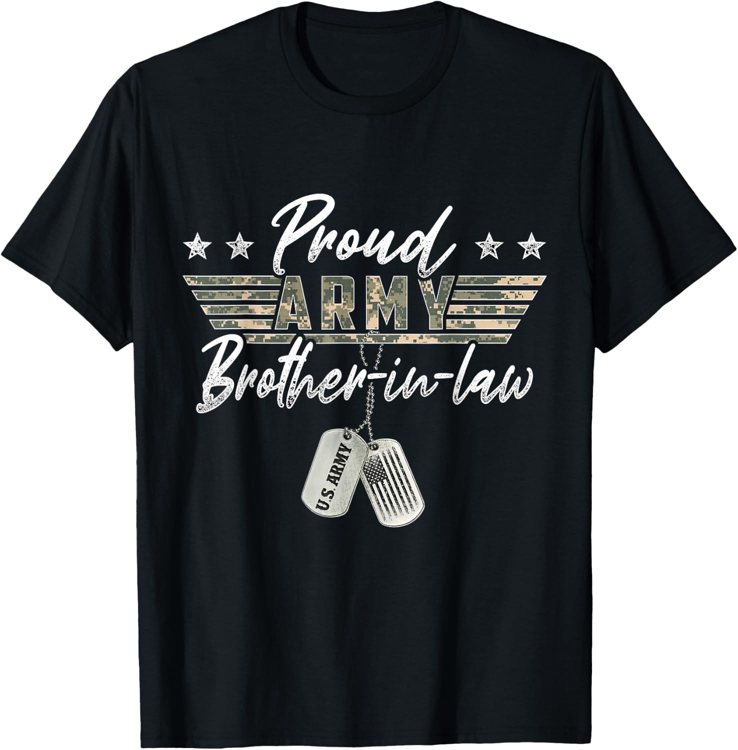 Proud Army Brother-In-Law American Veteran Military T-Shirt - T-Shirt | Black