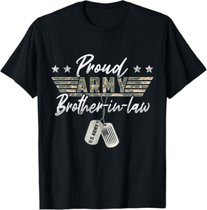 Proud Army Brother-In-Law American Veteran Military T-Shirt - T-Shirt | Black