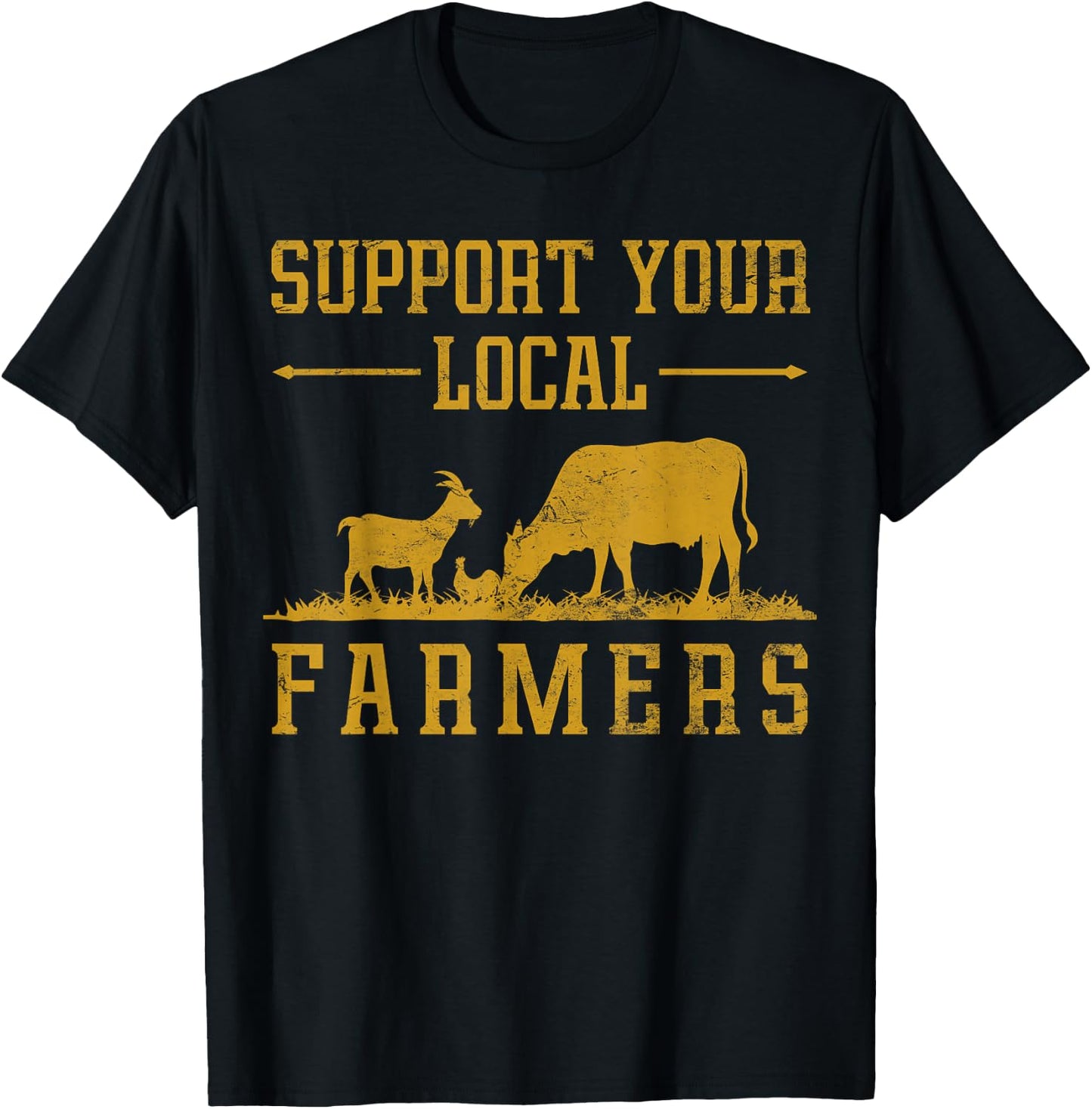 Vintage Support Your Local Farmers Farmer Farm Farming T-Shirt - T-Shirt | Black