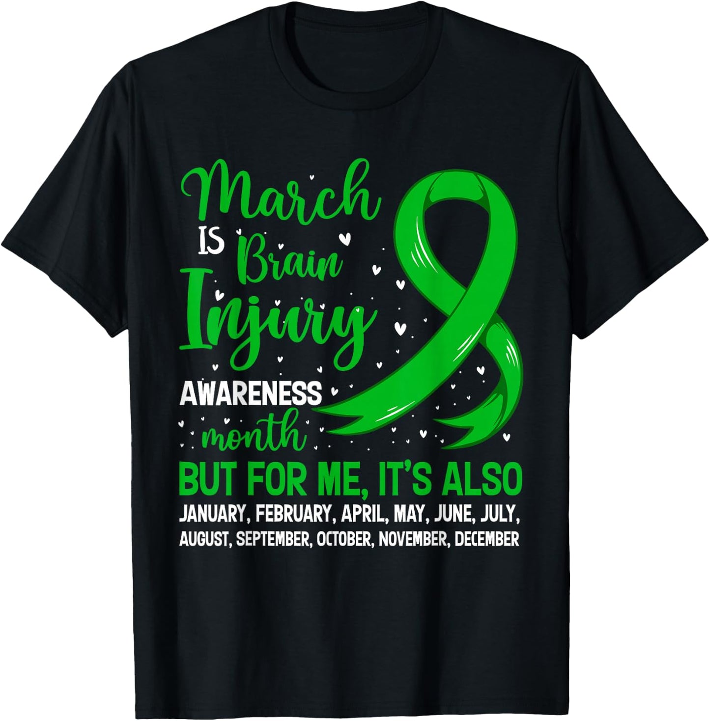 March Is Brain Injury Awareness Month Warrior Support T-Shirt - T-Shirt | Black