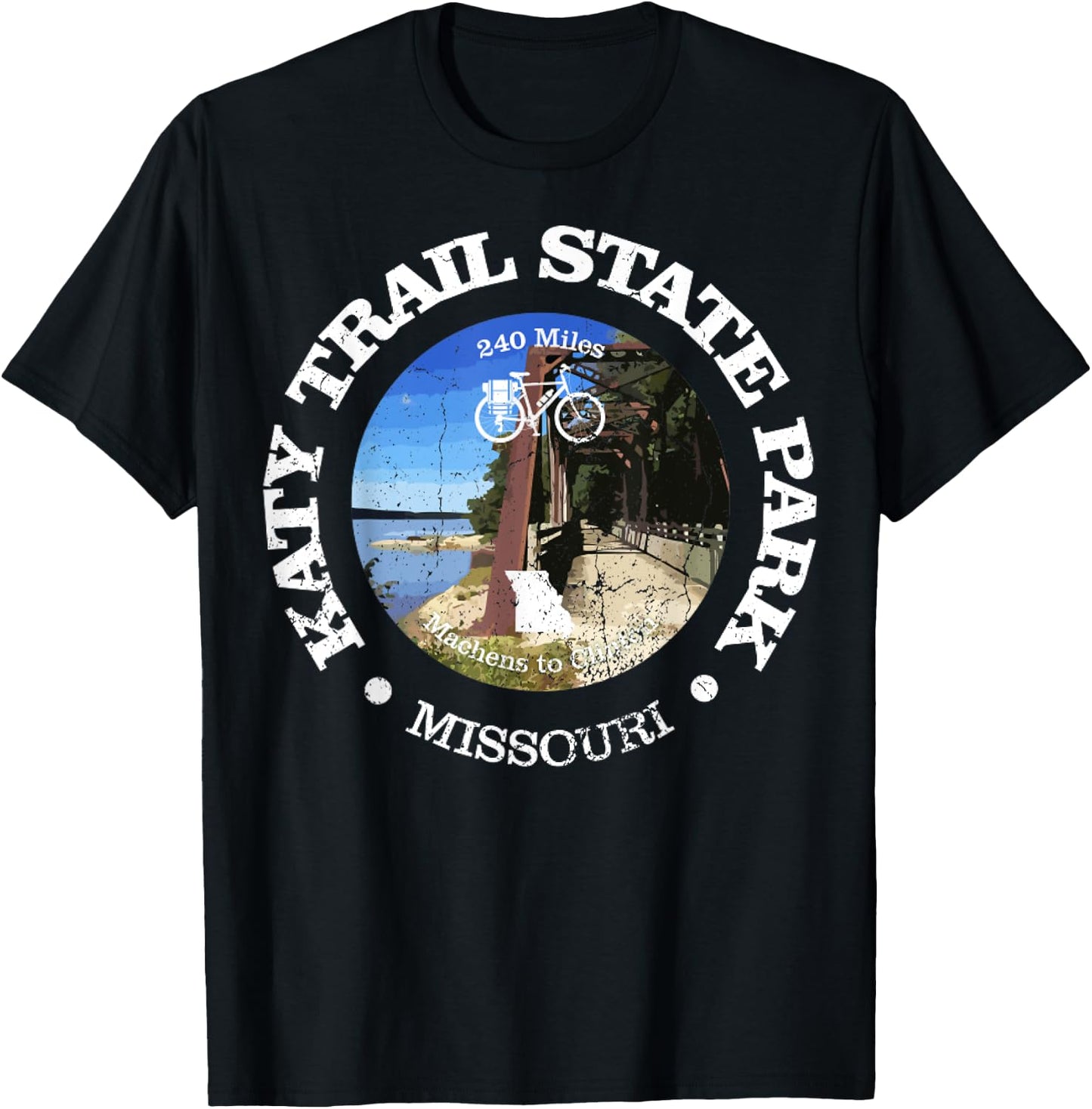 Vintage The Katy Trail State Park USA Missouri Retro Cycling T-Shirt - T-Shirt | Black