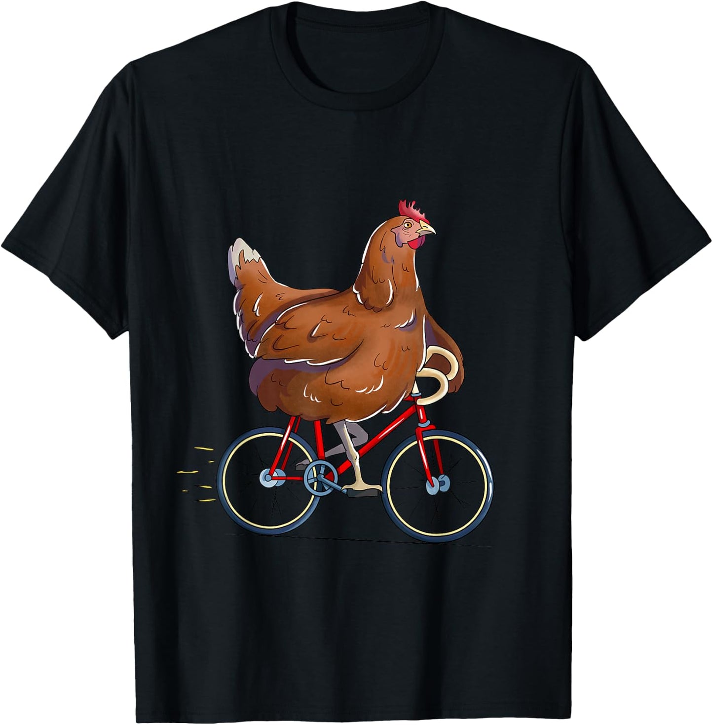 Chicken Riding Bicycle Cute Biker Cyclist T-Shirt - T-Shirt | Black