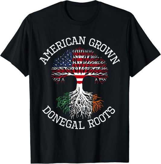 American Grown Donegal Irish Roots Ireland Heritage T-Shirt - T-Shirt | Black
