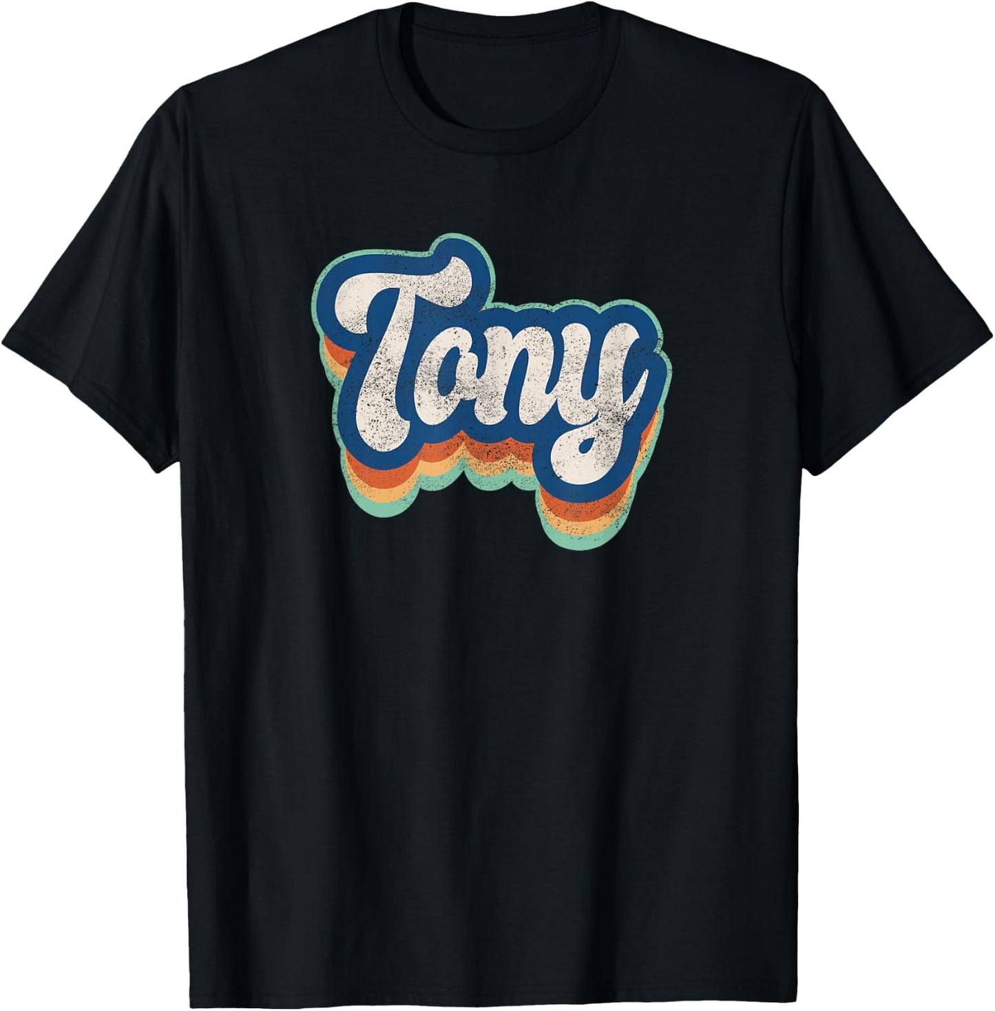 Tony First Name Boy Vintage Style 70s 80s Personalized T-Shirt - T-Shirt | Black