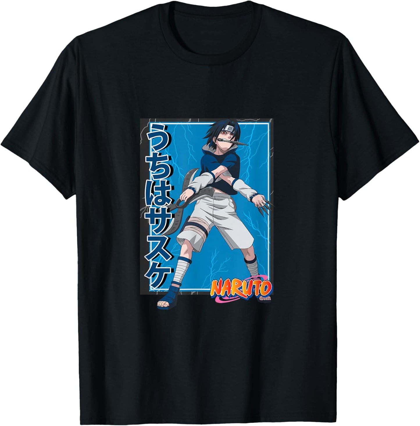 Naruto Shippuden Sasuke Uchiha Bladed Weapons T-Shirt - T-Shirt | Black