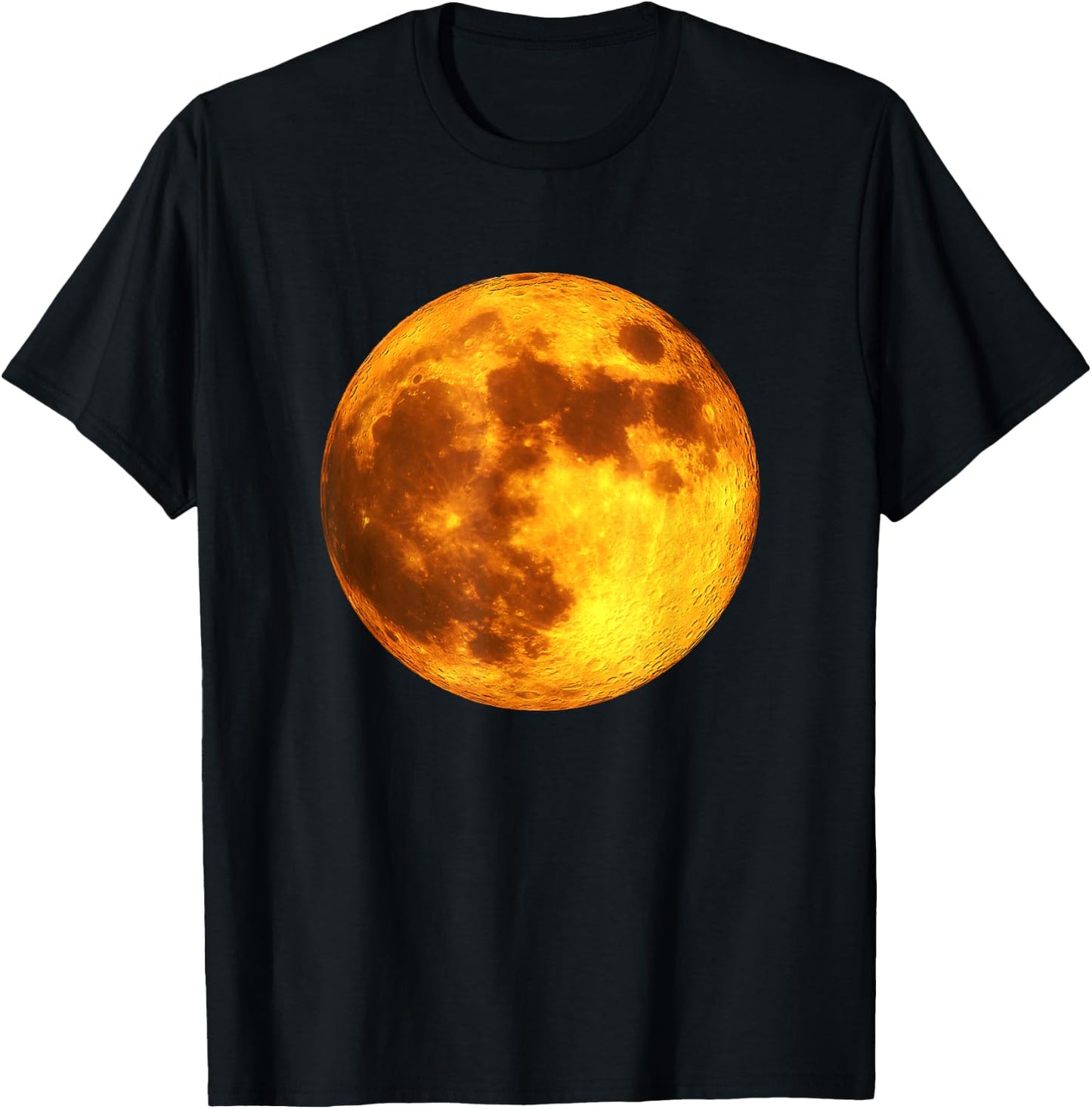 Full Moon Space Art -Amber Orange Moon T-Shirt - T-Shirt | Black