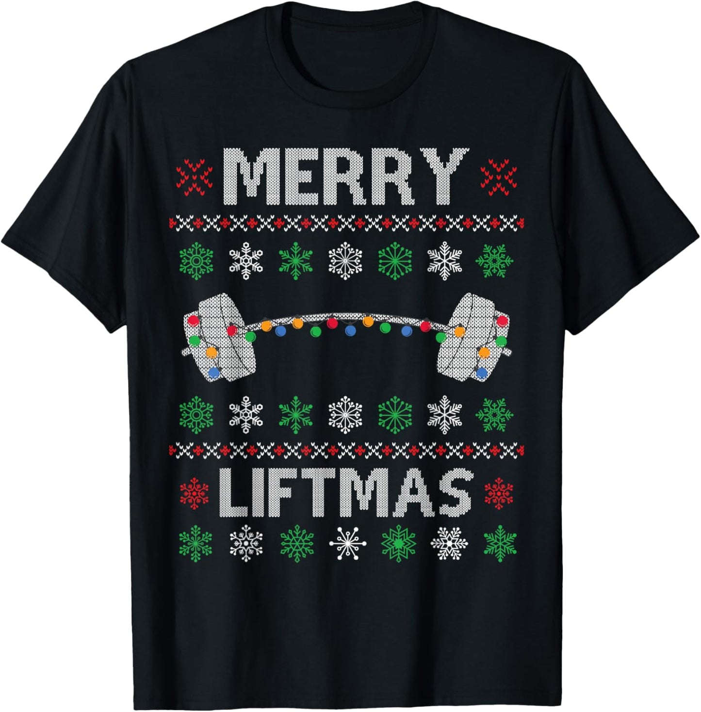 Merry Liftmas Funny Christmas Ugly Gym Workout Fitness T-Shirt - T-Shirt | Black