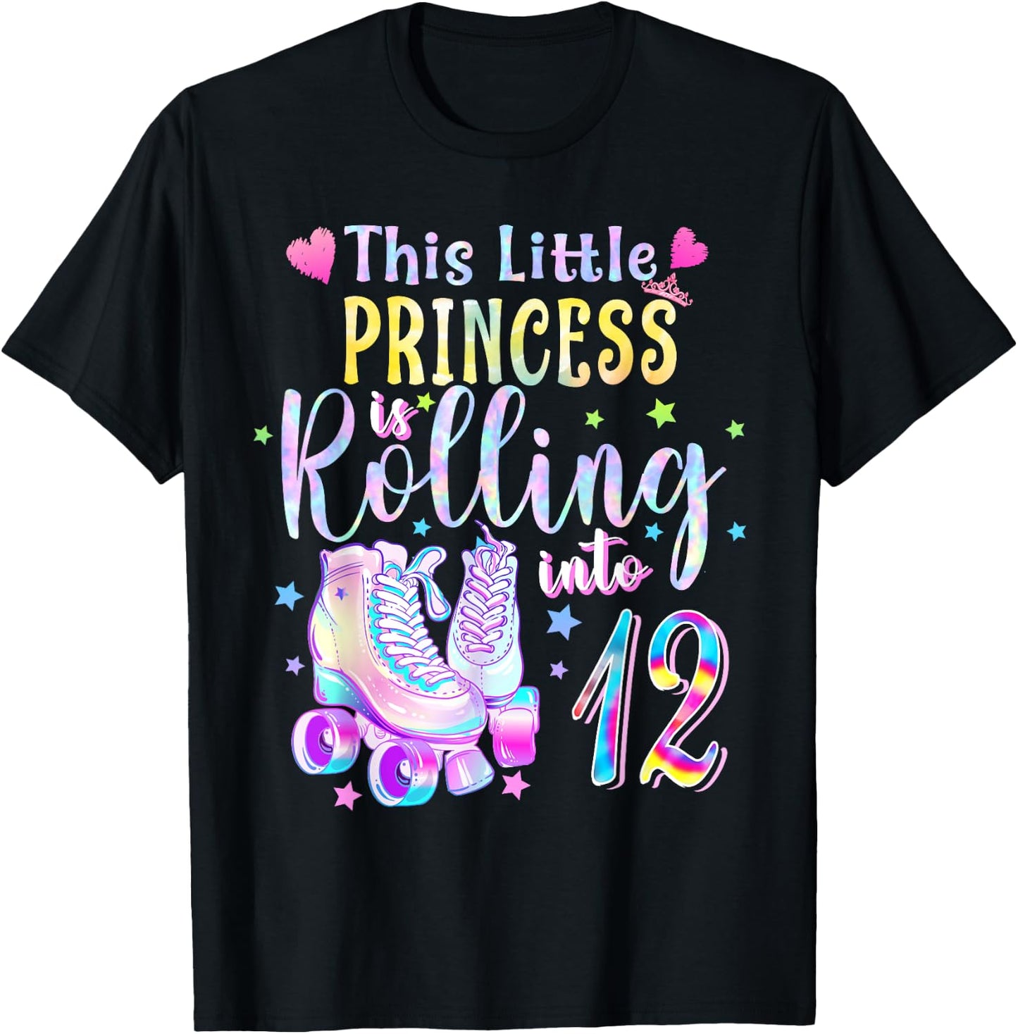 This Little Princess Rolling Into 12 12th Birthday Skate T-Shirt - T-Shirt | Black