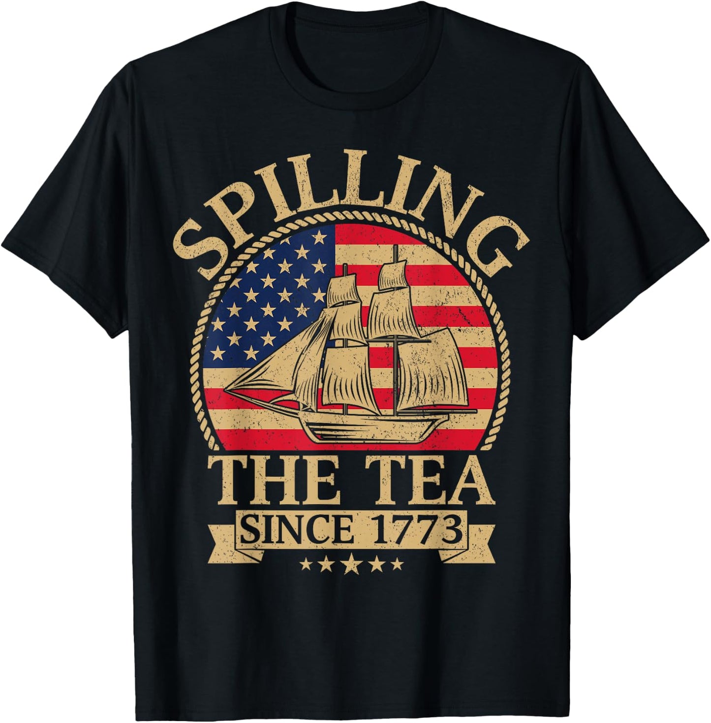 Spilling The Tea Since 1773 Vintage Us History Teacher Women Kids T-Shirt - T-Shirt | Black