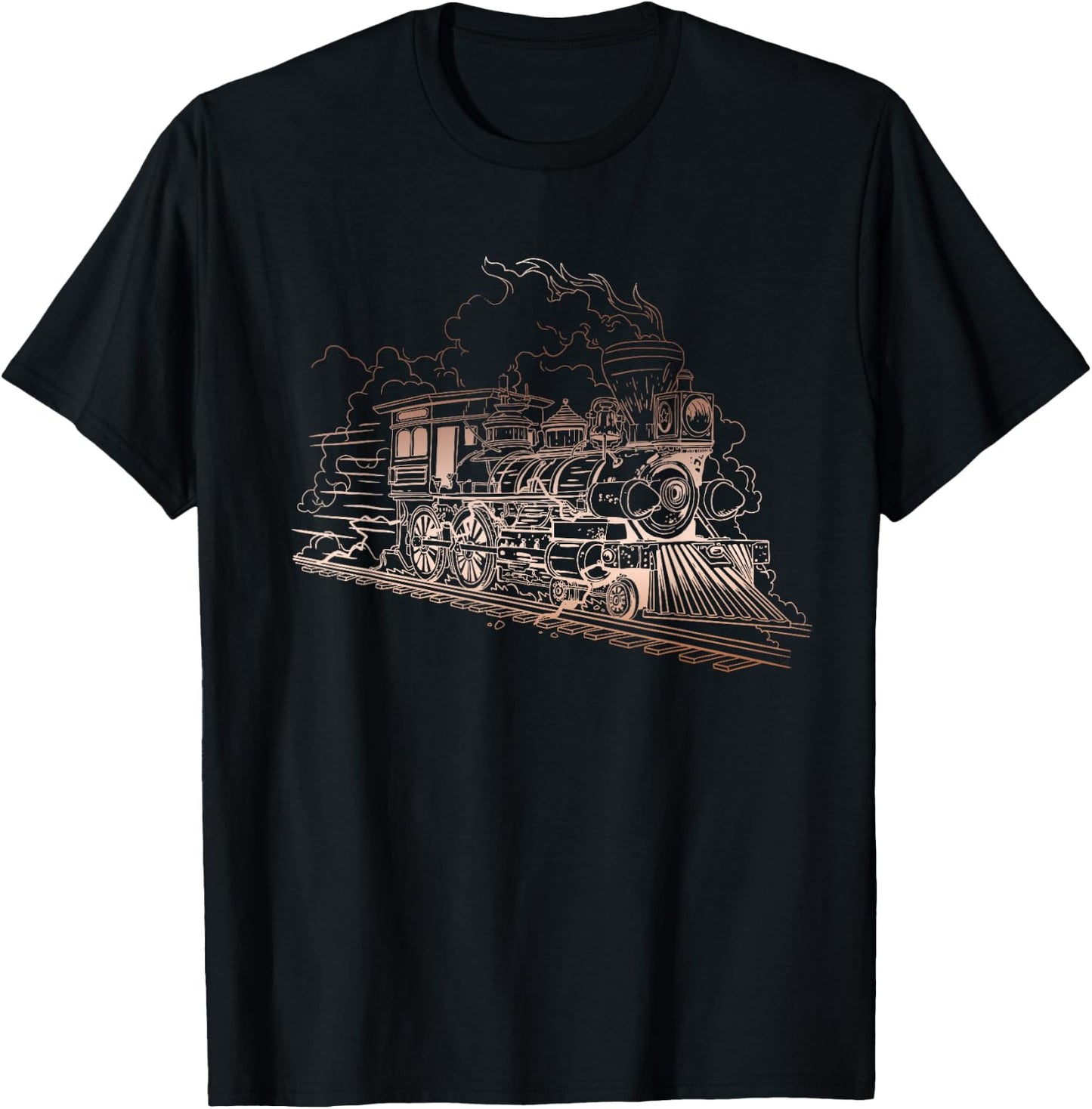 Railroad Steam Train Engineer Engine Conductor Locomotive T-Shirt - T-Shirt | Black