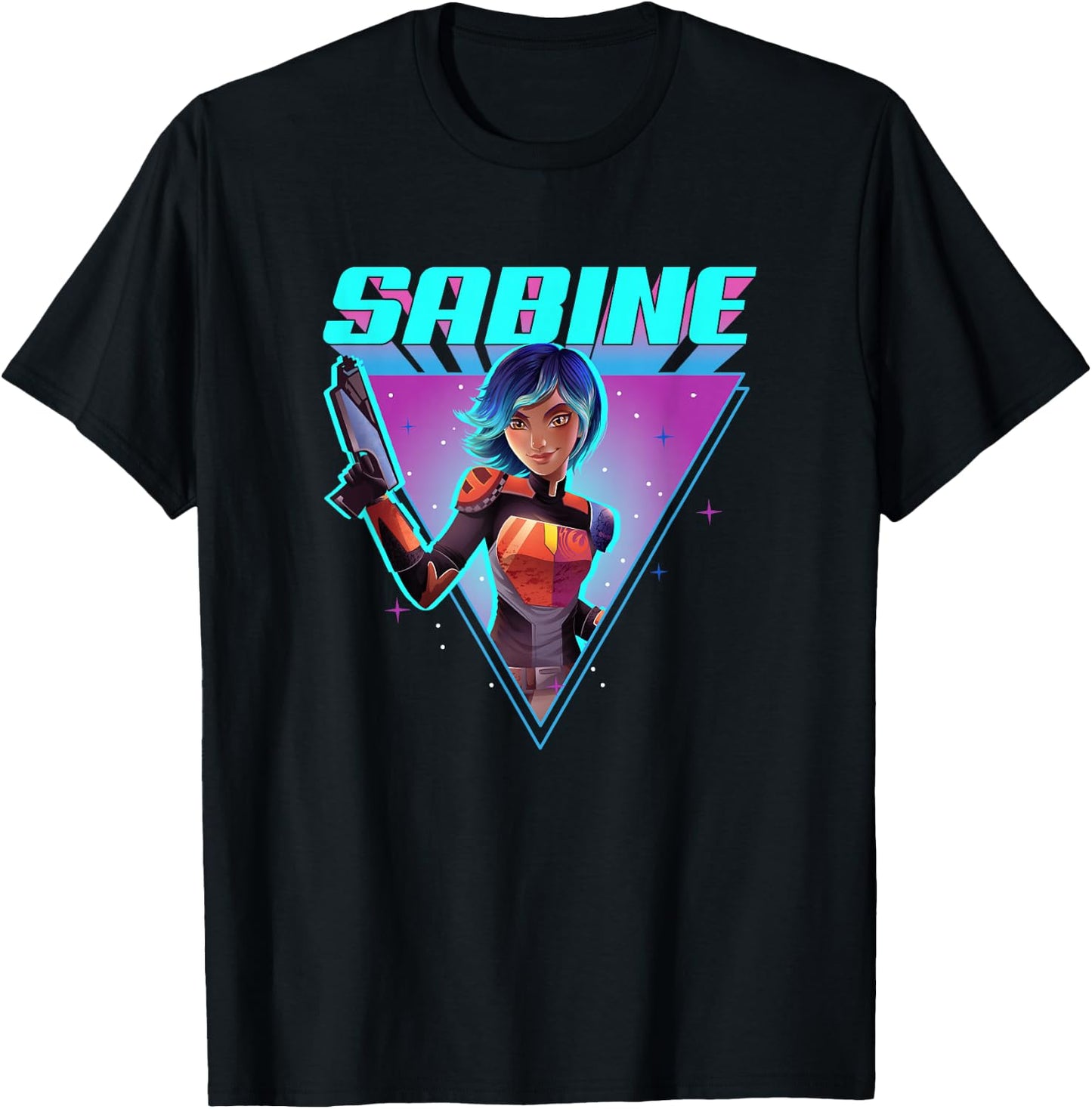 Star Wars Forces Of Destiny Sabine Wren Bright Neon Portrait T-Shirt - T-Shirt | Black