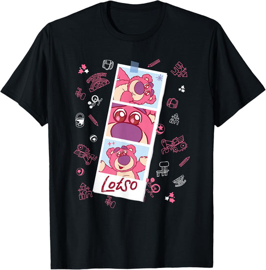 Disney and Pixar’s Toy Story Lotso Fluffy Cute Photo Strip T-Shirt - T-Shirt | Black