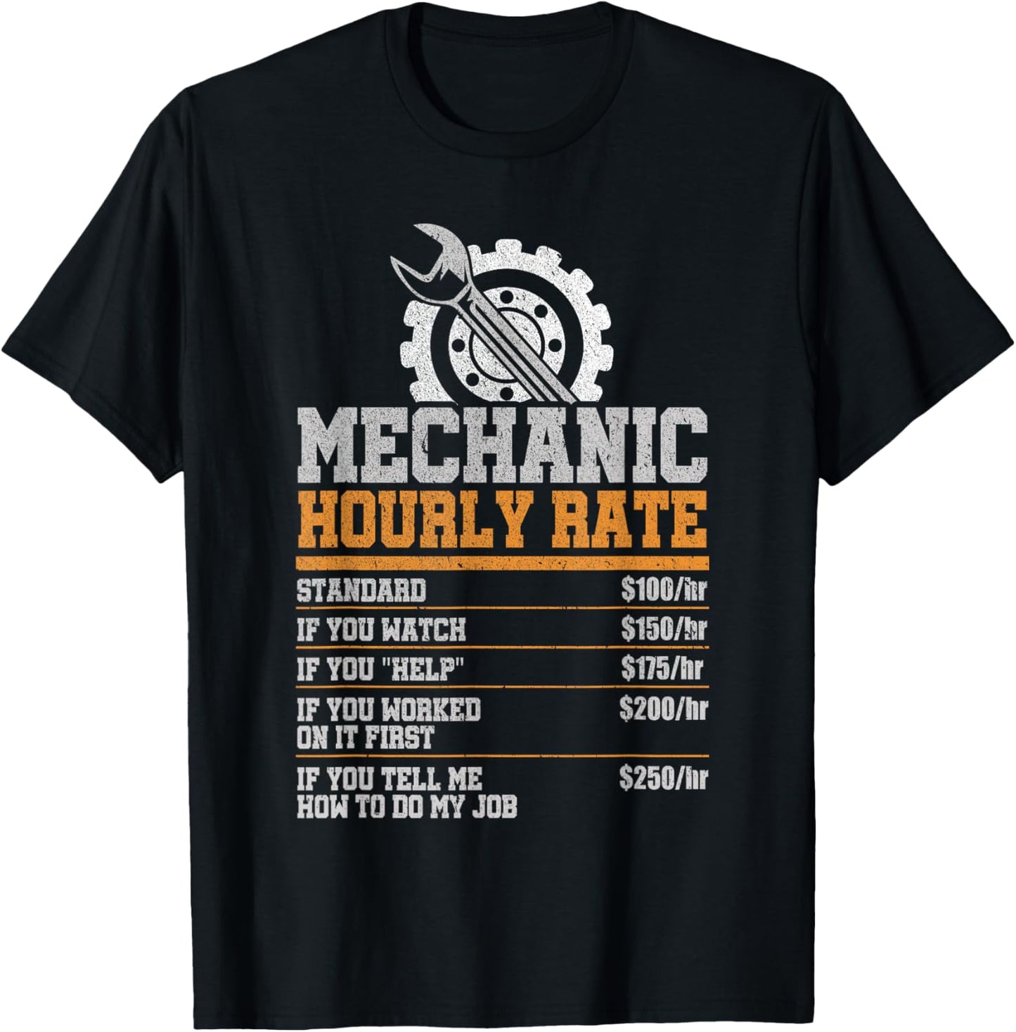 Mechanic Hourly Rate Diesel Cars Garage Mechanic T-Shirt - T-Shirt | Black