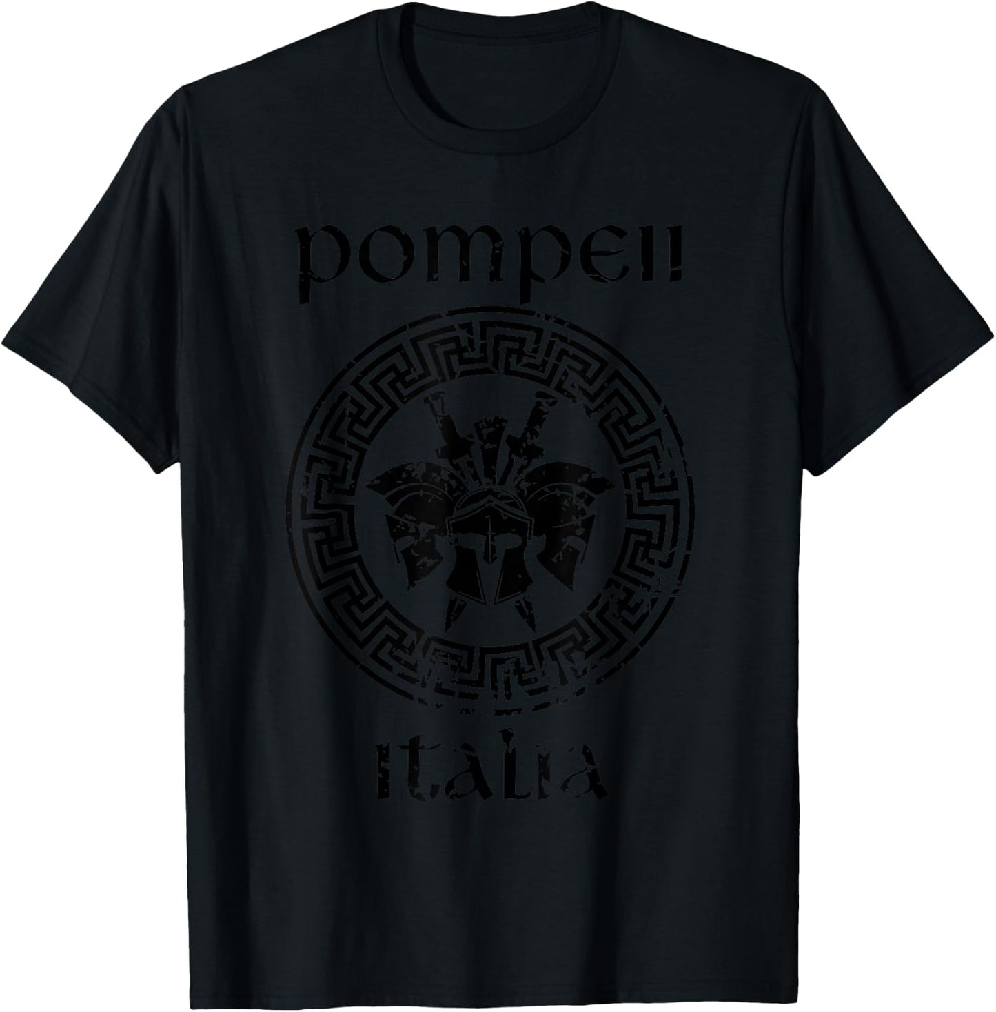 Pompeii Italy Gladiator Warrior Vacation Vintage T-Shirt - T-Shirt | Black