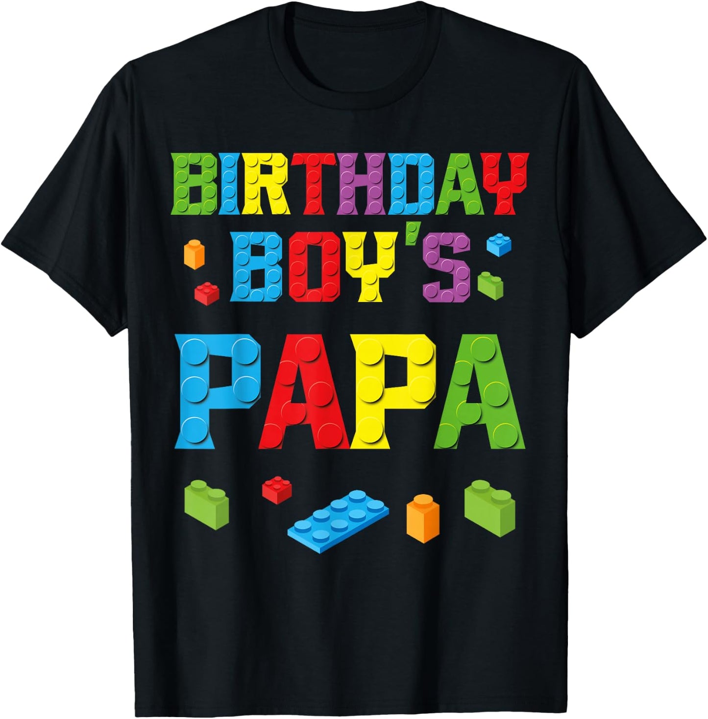 Master Builder Birthday Boy's Papa Building Bricks Blocks T-Shirt - T-Shirt | Black