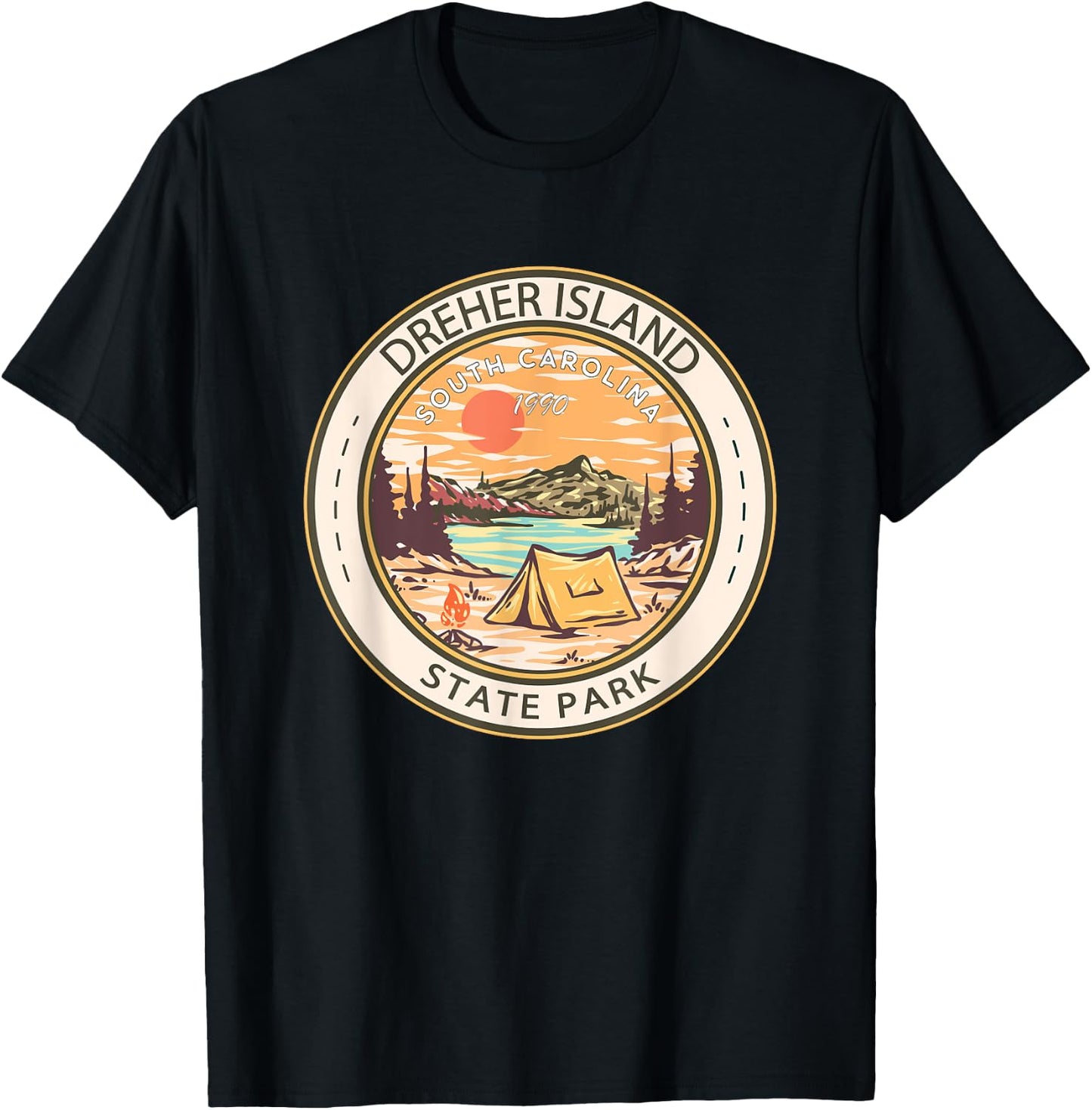 Dreher Island State Park South Carolina Badge Vintage T-Shirt - T-Shirt | Black