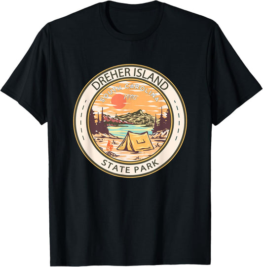 Dreher Island State Park South Carolina Badge Vintage T-Shirt - T-Shirt | Black